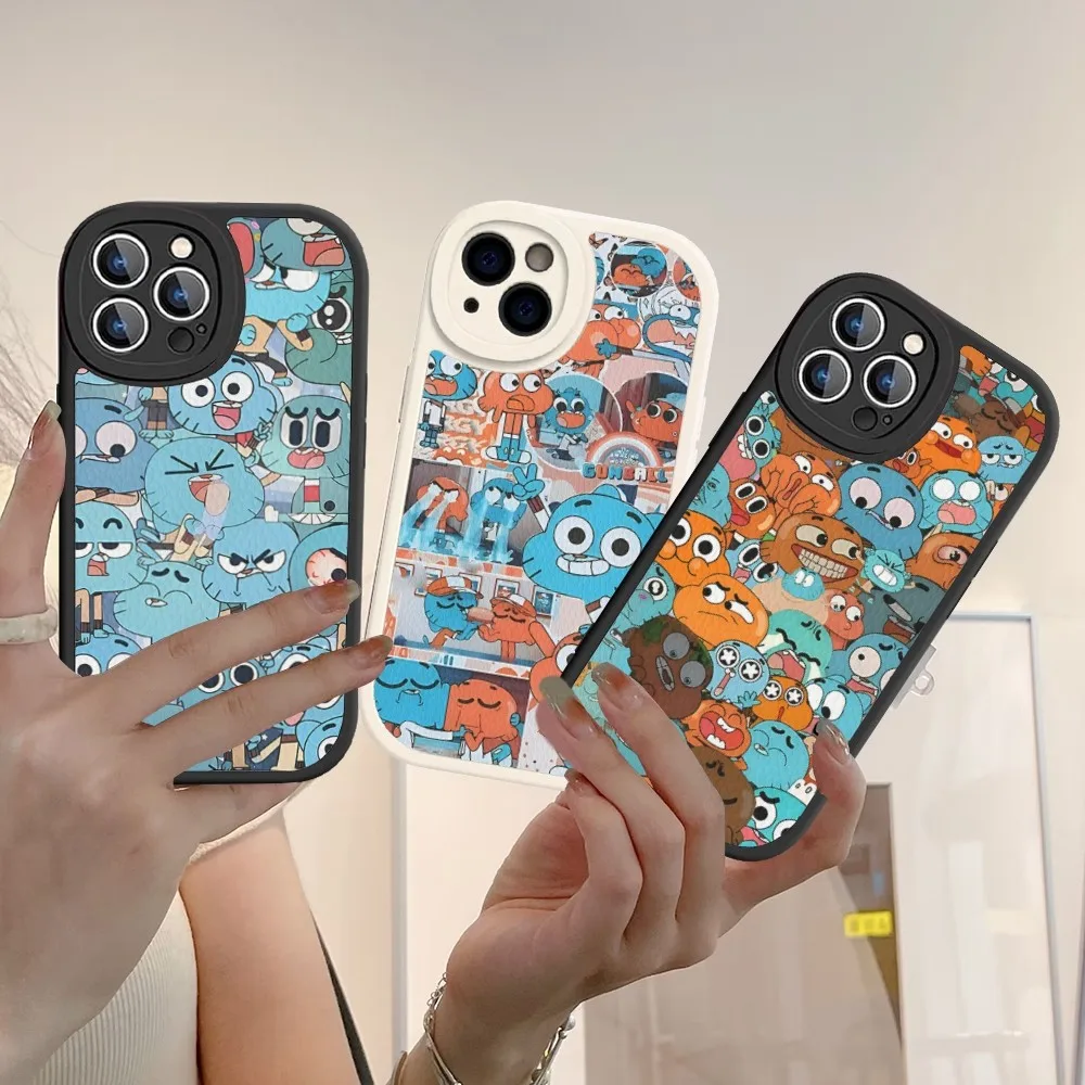 

Cartoon the amazing world of gumball Phone Case Hard Leather For iPhone 14 13 12 Mini 11 14 Pro Max Xs X Xr 7 8 Plus Fundas