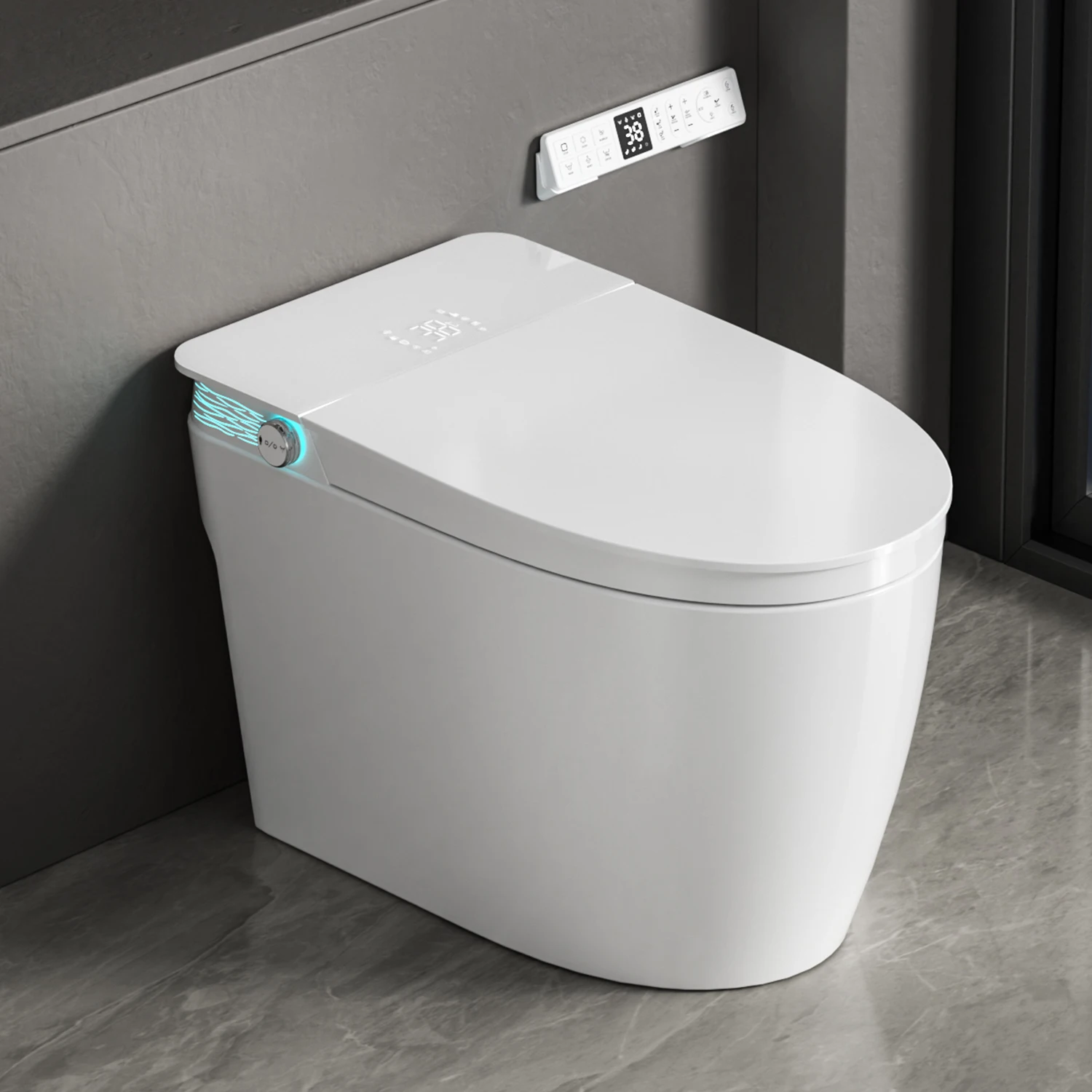 مرحاض مائي ذكي أبيض عالي الجودة لعام 2026 مع أدوات صحية من السيراميك عن بعد، مرحاض كهربائي للحمام #1