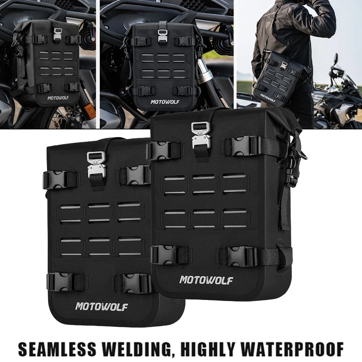 

Waterproof 6L-8L Side Frame Bag Crash Bar Bag Motorcycle Bumpers Bag Universal Tools Storage Bag Saddle bag shoulder bag