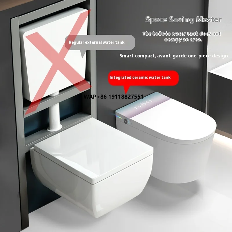 

High-End Automatic Flush Ceramic Bathroom Smart Toilets Wall Mounted with Advanced Seat Heating Function
