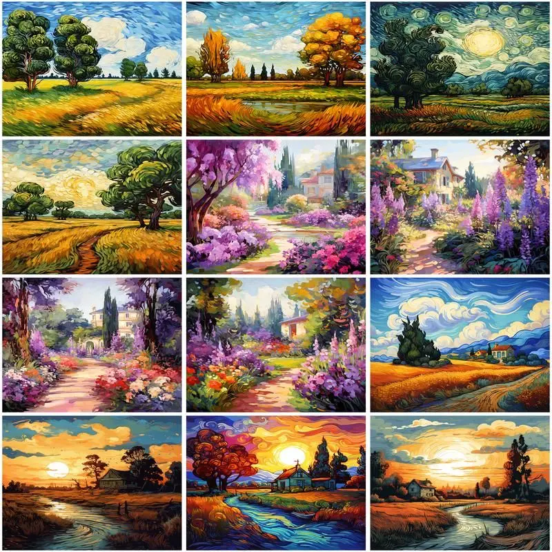 

CHENISTORY Paint By Number Wild Scenery For Adults DIY Frame Picture By Numbers Tree On Canvas Home Decoration 50x65cm