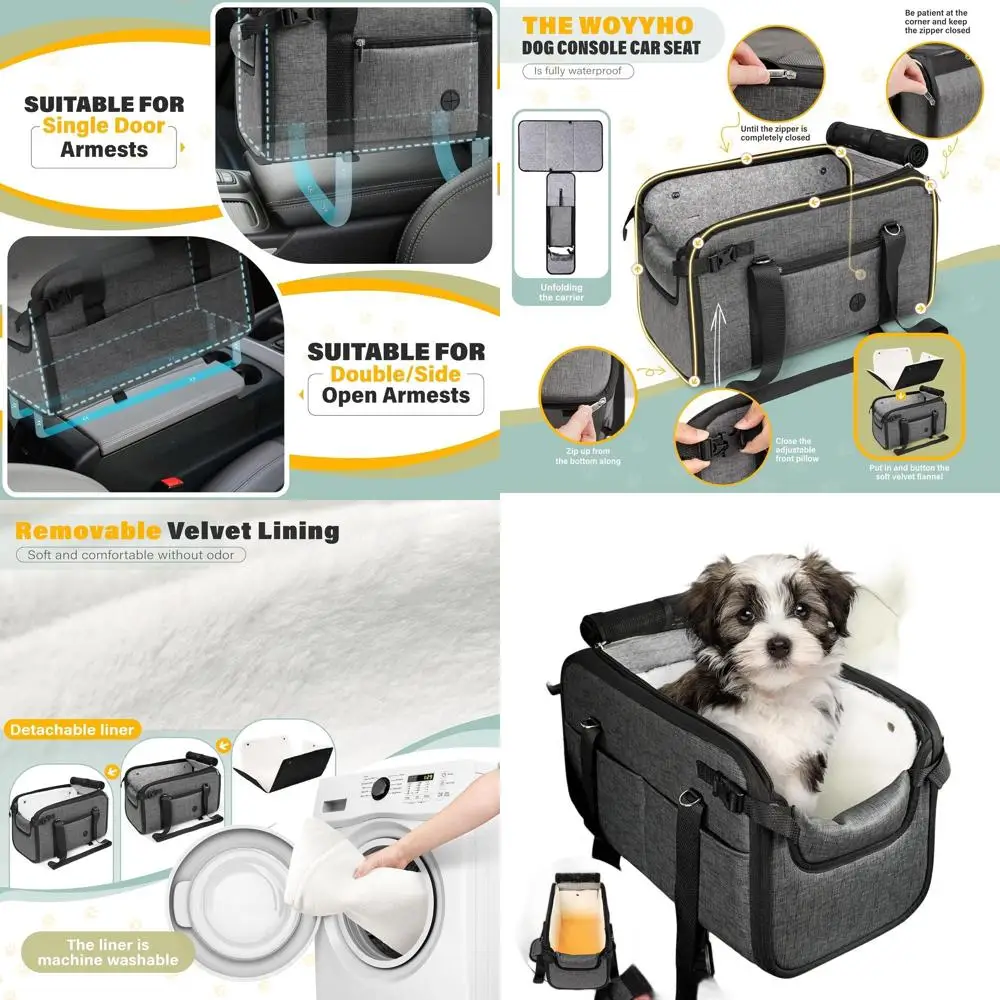 

Luxury Removable Liner Dog Car Seat for Small Dogs, Easy Install, Waterproof, Anti-Slip Leather