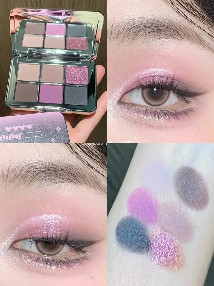 Shedella 6-Farben-Lidschatten Platte Shimmer Matte Perlglanz Blau Grün Lila Farbe Cool Snow Iceberg 2023 Neu