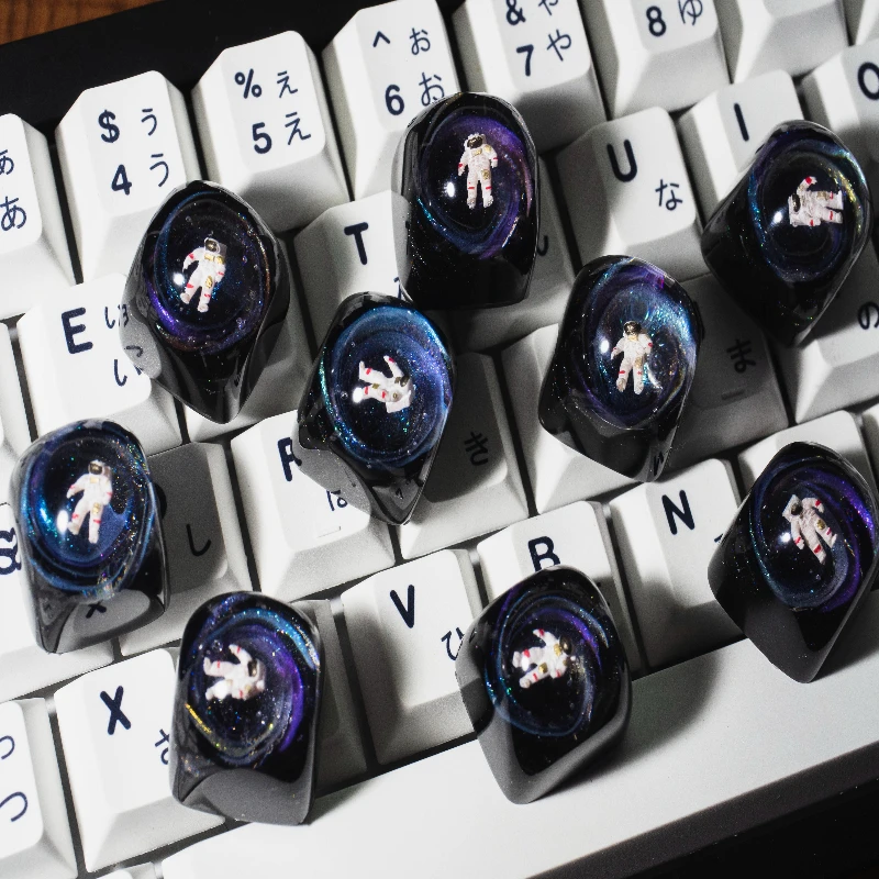 LOBO Custom Astronaut Resin Keycaps for Mechanical Keyboard Caps PC Gamer Artisan Keycap DIY Keyboard Decorative Key Caps Gifts