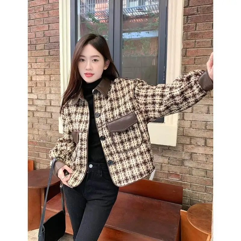 Tweed Jacket In White Womens Winter Corduroy Turndown Silhouette Vintage Professional Embellished Slim-Fitting Minimalist Gentle