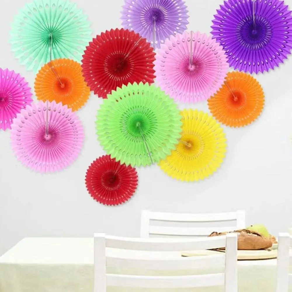 Photo Booth Festival Party Birthday Round Honeycomb Pinwheels Flower Paper Cut-Out Tissue Paper Fans