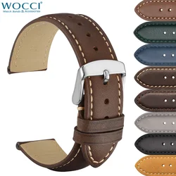 WOCCI Genuine Leather Watch Strap 14mm 15mm 16mm 17mm 18mm 19mm 20mm 21mm 22mm 23mm 24mm Replacement Bands for Men Women