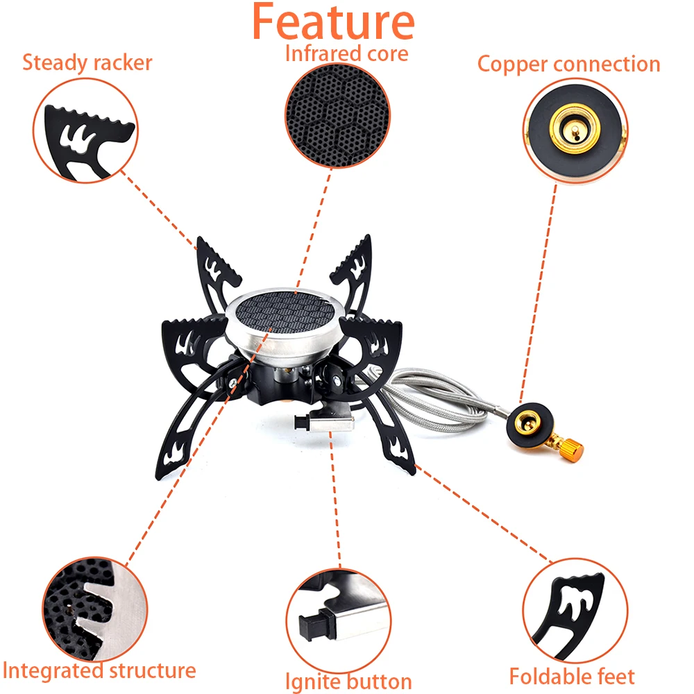 2026 New 4200W Foldable Camping Cooker Burners Wind Resistant Flame Stability Compacts Portable Design for Outdoor Cooking