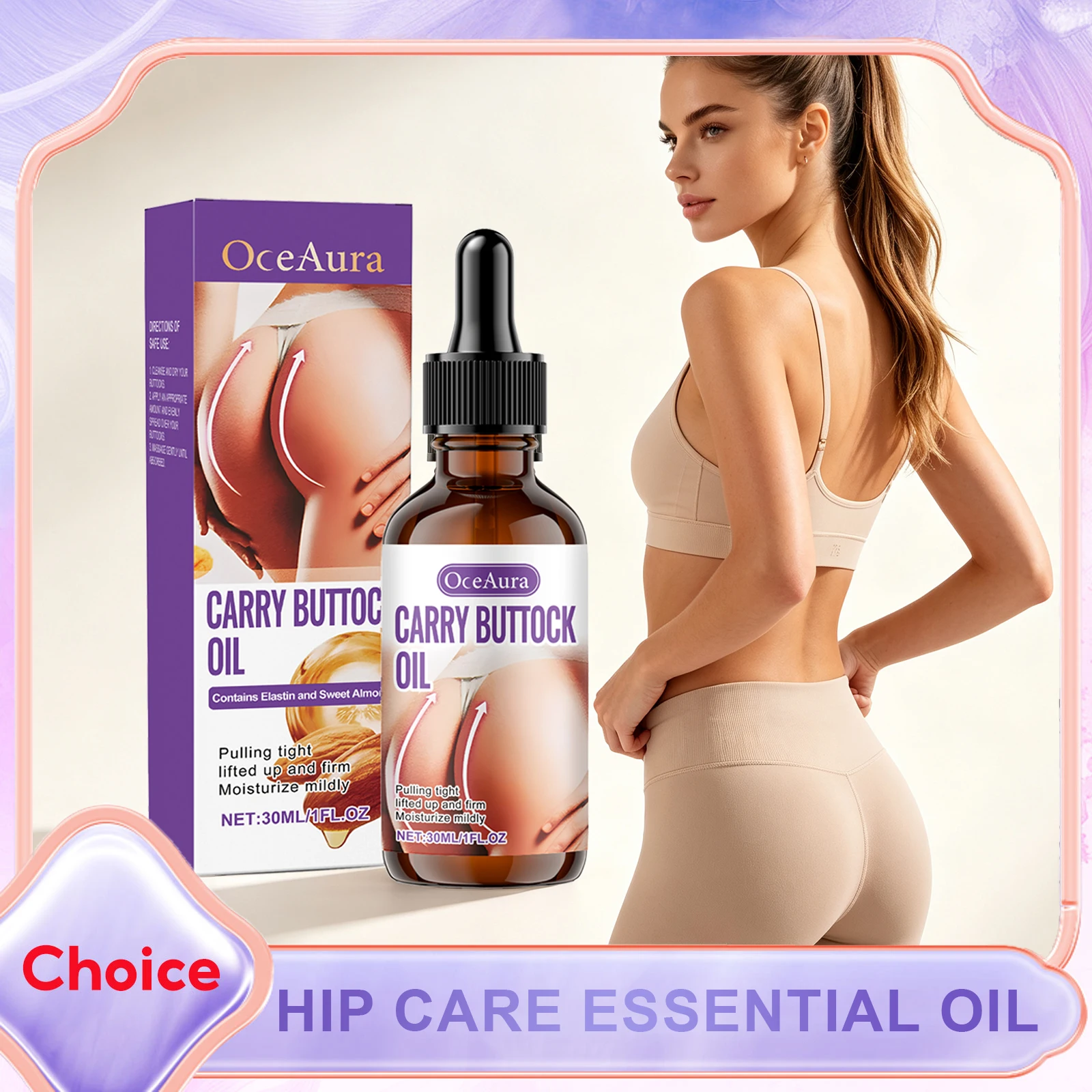 Sweet Almond Oil Butt Lifting Oil Firming Big Hip Plumping up Ass Breast Growth Body Massage Buttock Enlargement Essential Oils