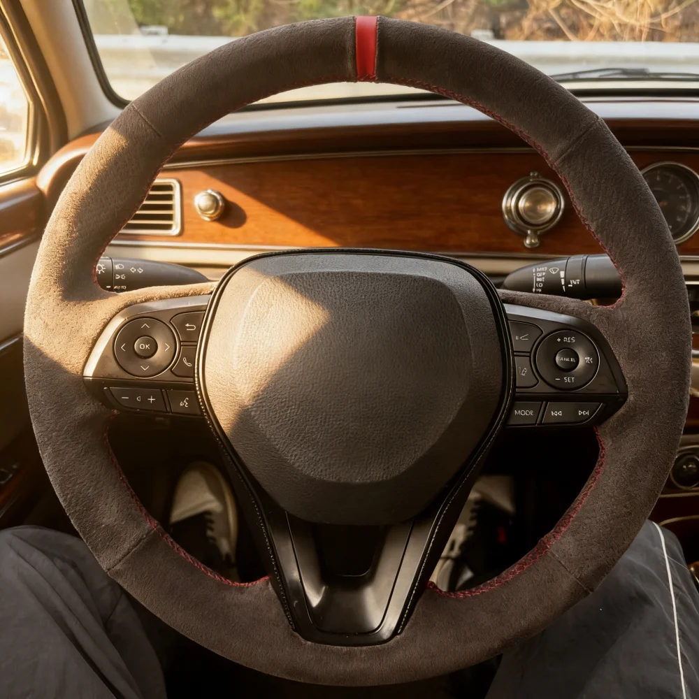 

Custom DIY Car Steering Wheel Cover Suede For Toyota Avalon Camry 2018-2019 Crown 2018-2019 Corolla 2018-2020 RAV4 Accessories