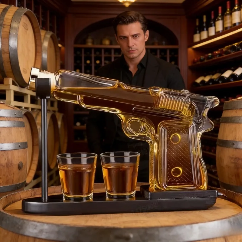 Sandhawk Glass Pistol Decanter Whiskey Vodka Dispenser Craft Bottle Cover for Home Bar view 3
