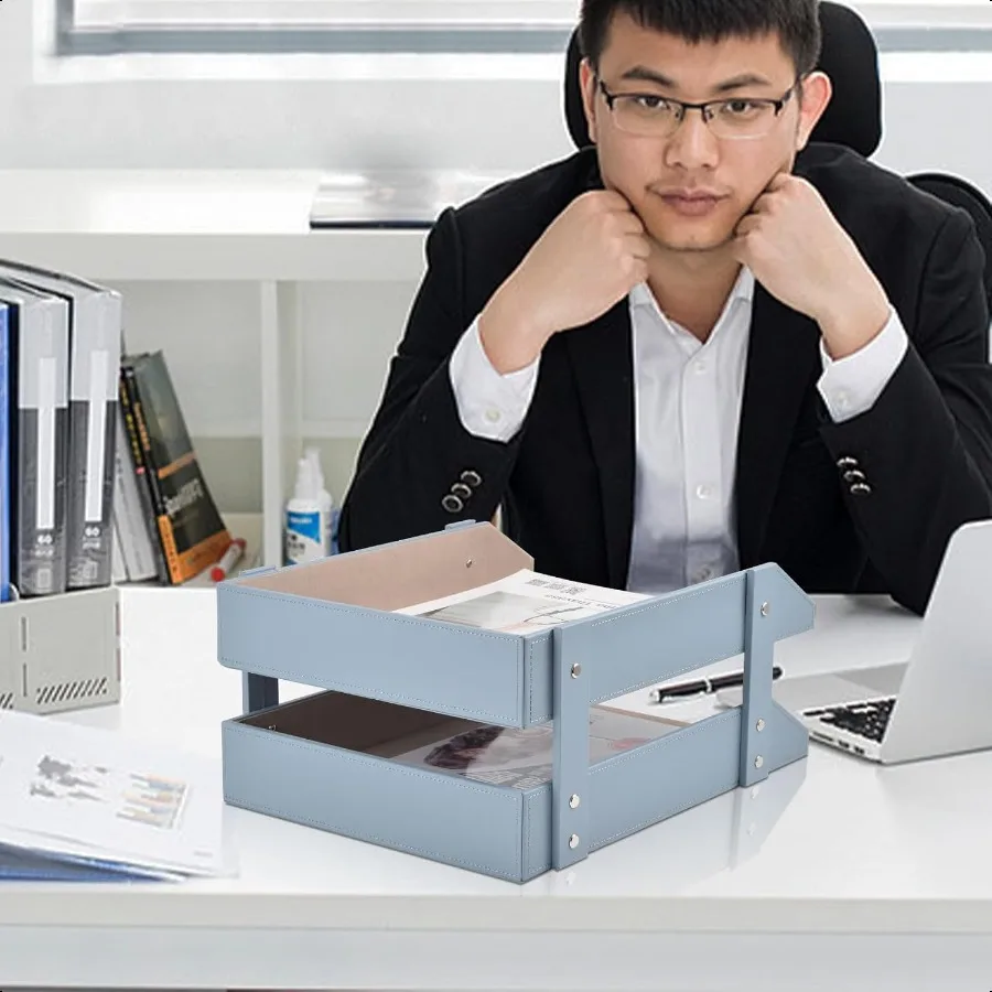 Кожаный настольный поднос для писем, офисный органайзер для бумаги для почтовых файлов, журналов, ювелирных изделий, косметики, модный держатель для писем 2Ti