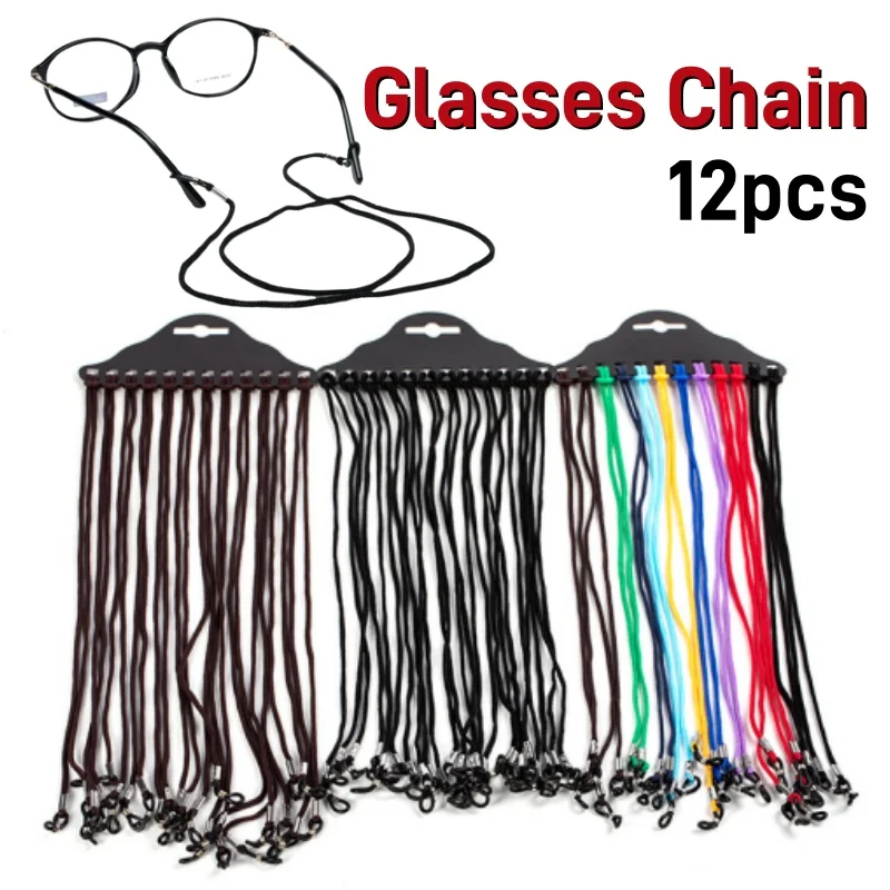 12pcs/Lot Multicolor Black Nylon Glasses String Cord Holder Sunglasses for Eyeglasses Lanyard Neck Rope Strap