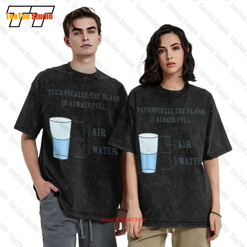 The Glass Is Always Full Technically Water Air Vintage Oversized T-Shirt EWHZ