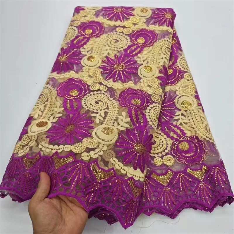 

Pink African Handmade Sequins Lace Fabric, Sequins Tulle Mesh Embroidery, Wedding Bridal Fabrics, High Quality Dresses, Fashion