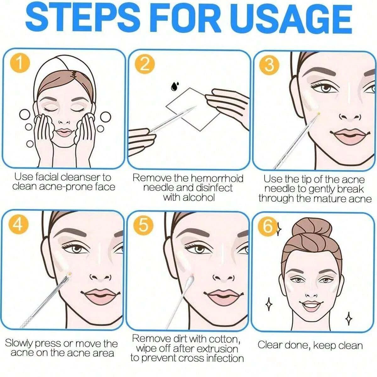 4Pcs Stainless Steel Blackhead Remover Pimple Popper Tools ,Acne Comedone Zit Blackhead Extractor Tool For Nose Face