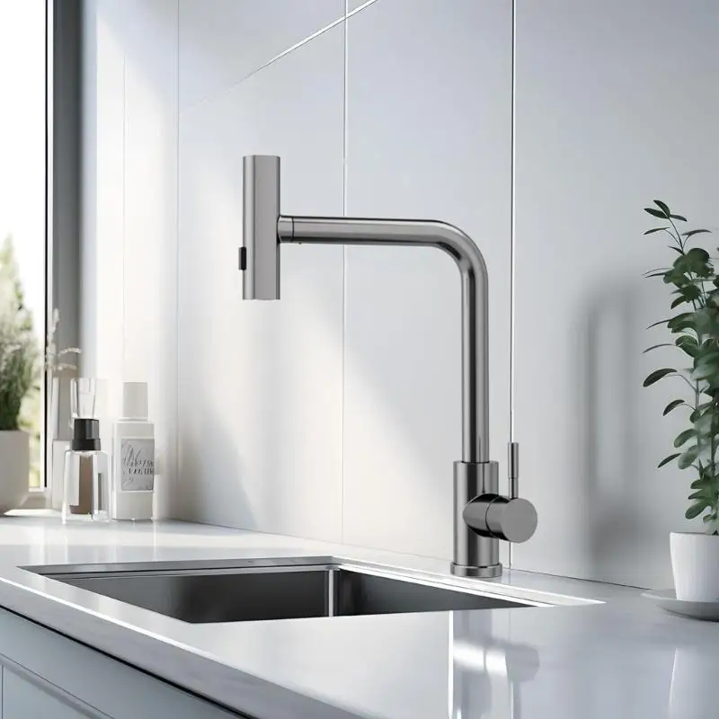 

652F Steel Sink Faucet with Pull Out Sprays 360 Rotation Kitchen Sink Mixer Upgrades