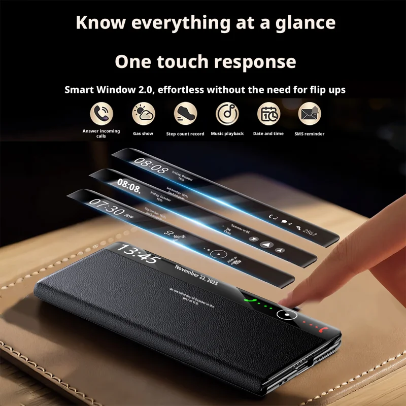 Premium Genuine Leather Magnetic Case For Huawei Mate X7 X6 X5 Smart Touch View No Flip For Answering Rotating Bracket Cover