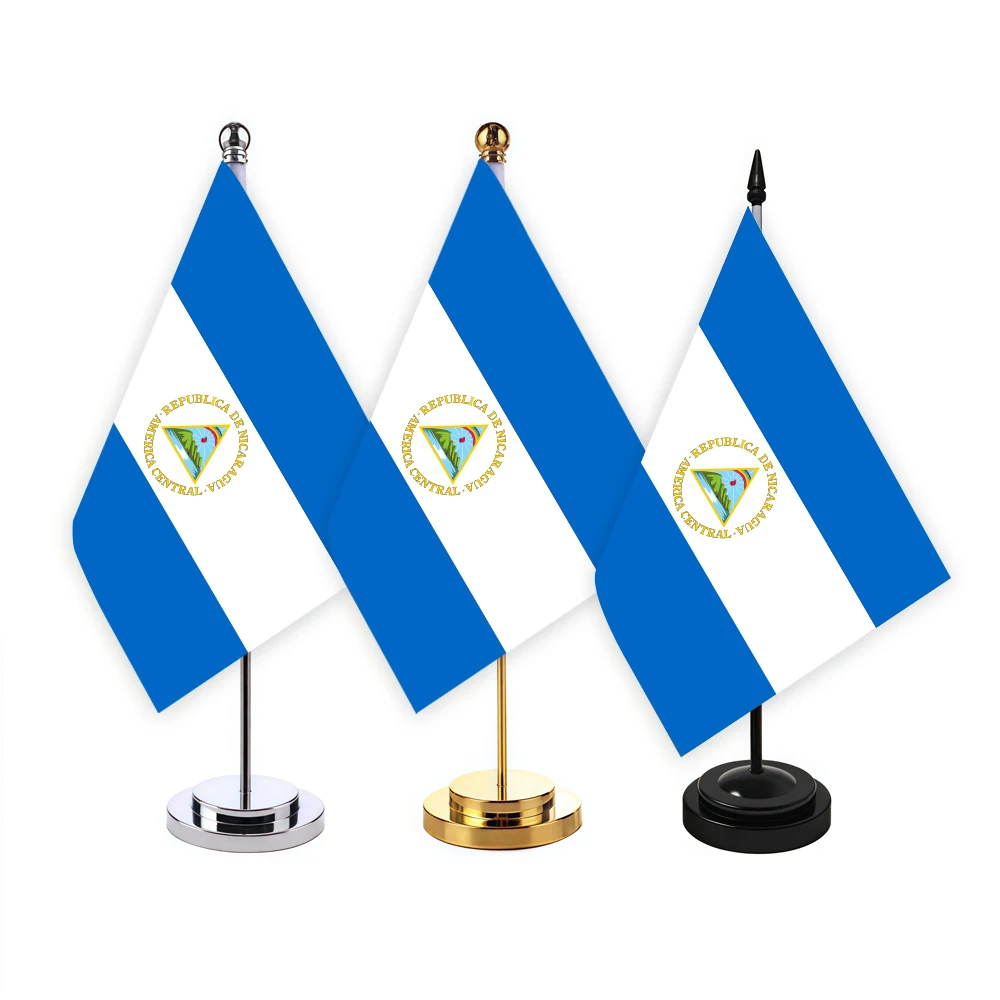 CYPOMELO office desk flag Nicaragua flag  14x21cm Nicaragua desktop small decoration flag including flagpole