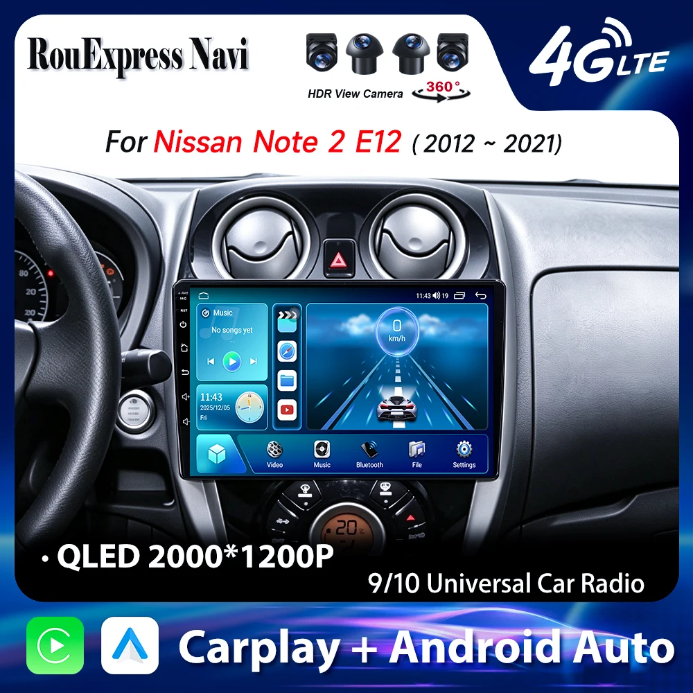 Android For Nissan Note 2 E12 2012 - 2021 GPS Carplay Wireless Bluetooth Multimedia Video Player Radio Samochodowe Stereo 2Din