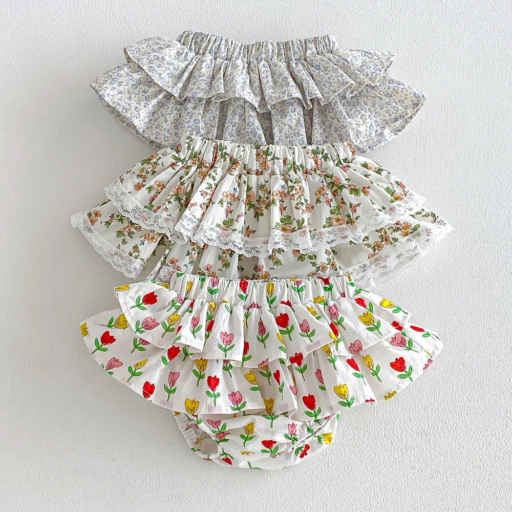 Sommer Baby Mädchen Blumenrock-Shorts Kinder Rüschen Elastische Taille Petticoat Kleinkind Tüllrock Säugling Spitzen-Bloomers PP-Shorts – Detail 2