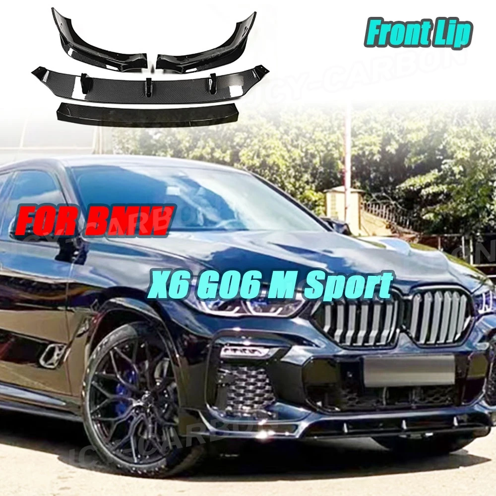 

JCYECF ABS Gloss Black Front Bumper Lip Spoiler Body Kit For BMW X6 G06 M Sport 2020 2021 2022 2023 Car Modification Bodykits