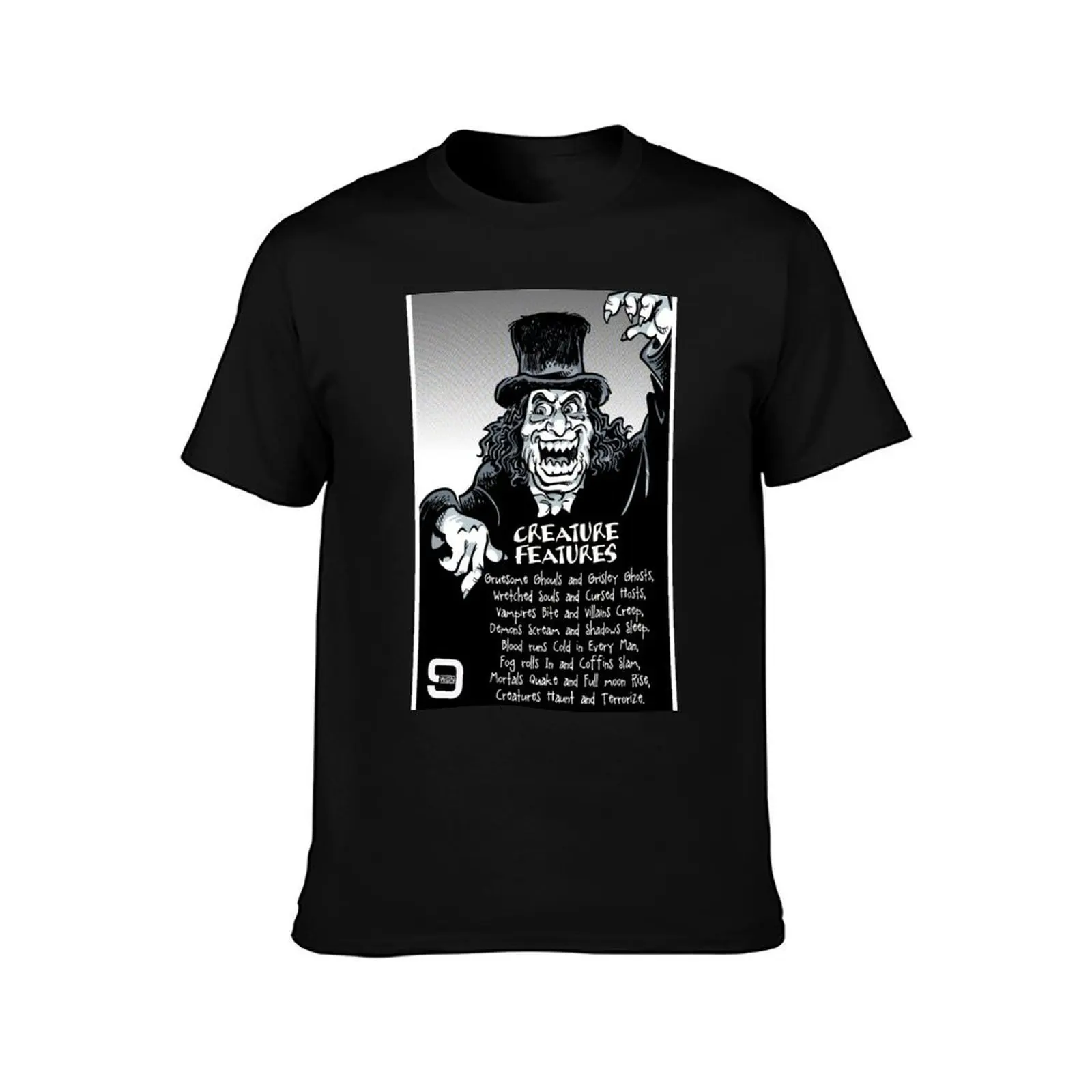 CREATURE FEATURES T-Shirt, Summer Casual Cotton Tee, Oversized Streetwear Tops, Vintage Graphic Print, Loose Fit Short Sleeve