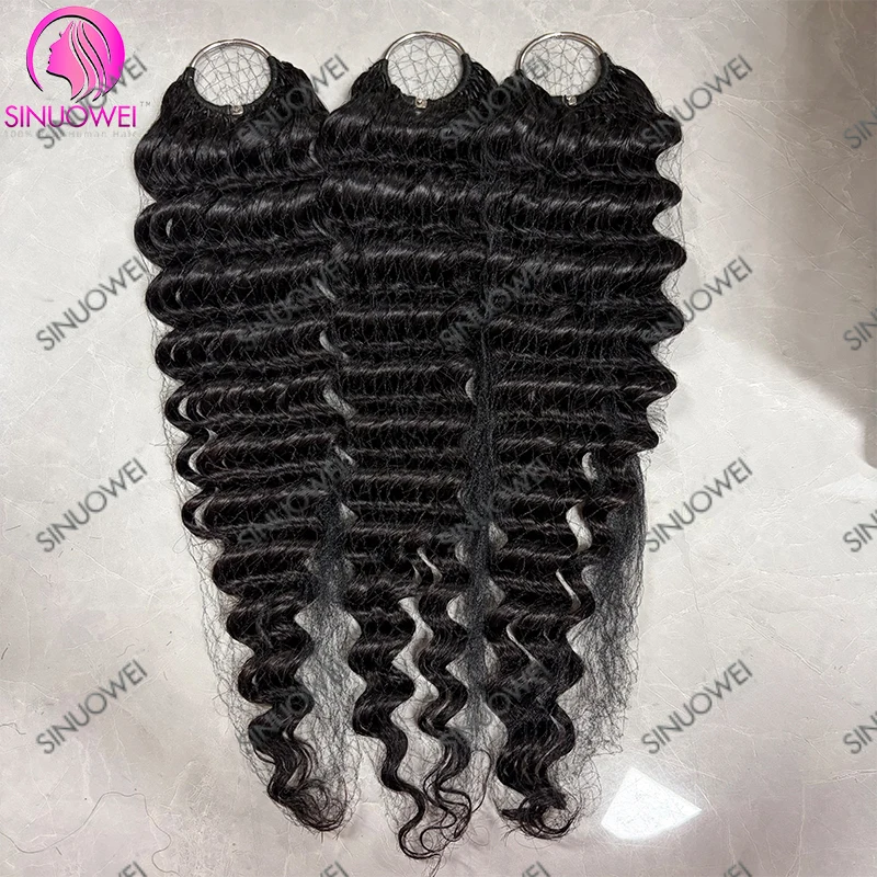 Deep Wave Crochet Human Hair Bundles Boho Braid Hair 100% Remy Pre-Separated Feather Invisible Crochet Hair Extensions For Women image 7