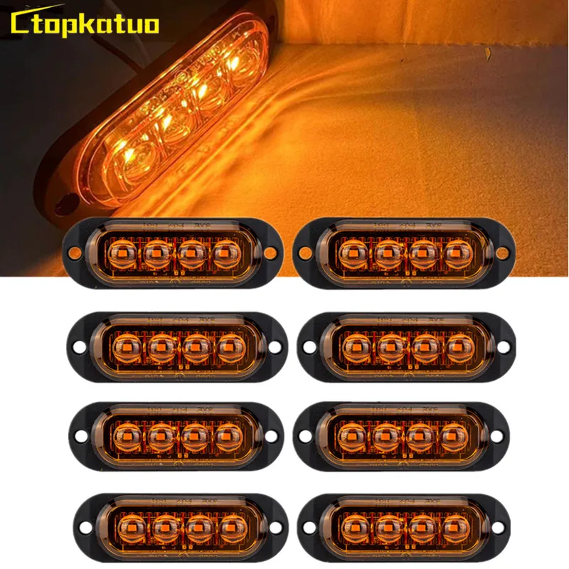 

8PCS Trailer Truck Side Clearance Lights Car Marker Lights 4LED Signal Indicator Side Marker lights LED 12V 24V Position Lamp