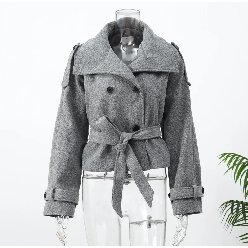 Supplier photo of The High-Collar Lace-Up Overcoat