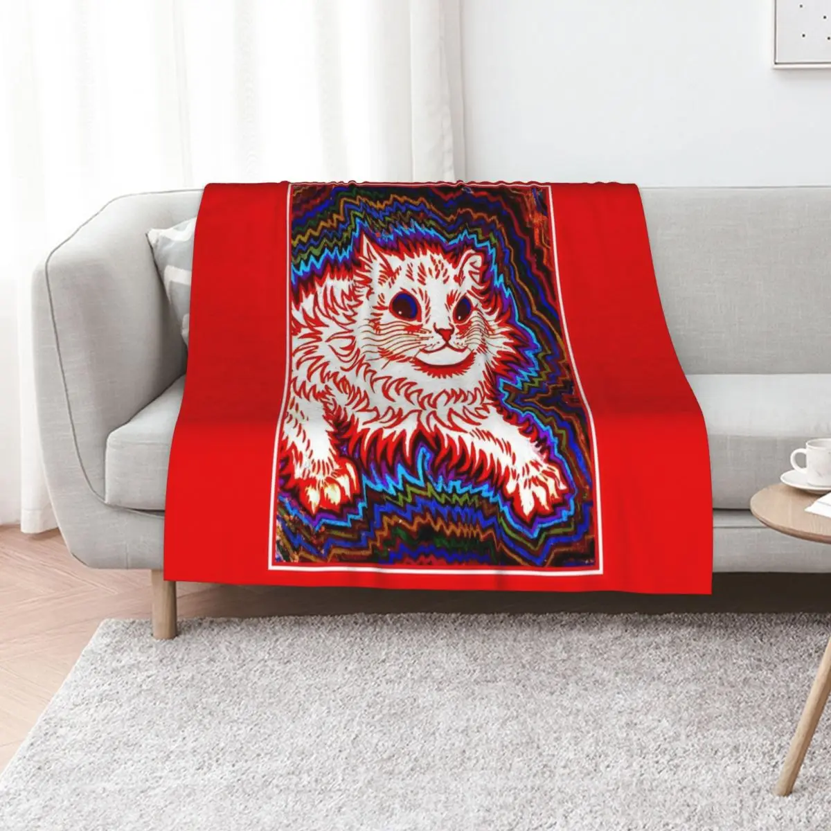 

ORANGE CAT : Vintage Louis Wain Abstract Psychedelic Print Throw Blanket For Baby For Sofa Thin Plush Warm Blankets