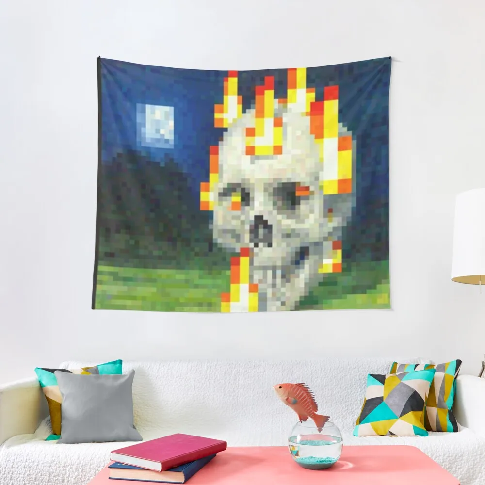 

Minecraft Skull on Fire Painting Tapestry Wall Decor Hanging Room Decor For Girls Tapestry