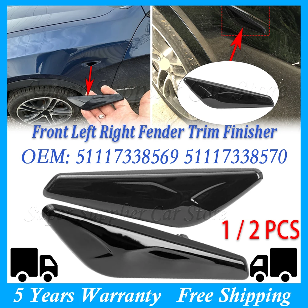 1/2PCS Front Mudguard Fender Trim Black For BMW X3 X4 For F25 F26 2015 2016 2017 2018 Left / Right Trim 51117338569 51117338570