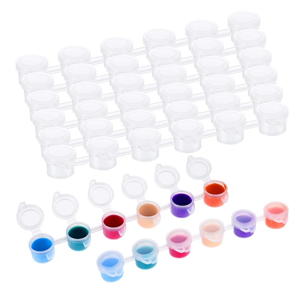 QWE-60 Strips 180 Pots Paint Pots Strips 3 Ml Mini Paint Pot Empty Paint Cups Crafts Plastic Storage Containers