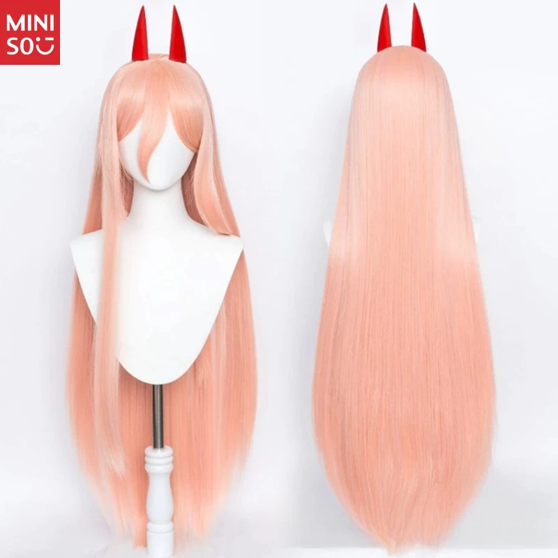   Perruque de Cosplay Chainsaw Man Power, cheveux longs mélangés personnalisés orange abricot pour Costume du diable