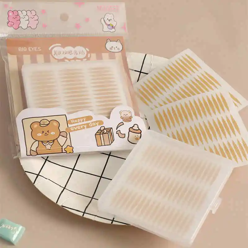 144Pcs Big Eyelid Tape Sticker Self-Adhesive Lace Paste Mesh-Lace Clear Beige Big Eye Tools M L S Makeup Big Eyelid Eye Stickers