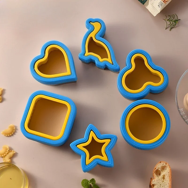 

6Pcs/Set Sandwich and Cookie Cutter Set for Kids Bread Crust Removers Heart Dinosaur Star and More for Snacks and Baking Tools