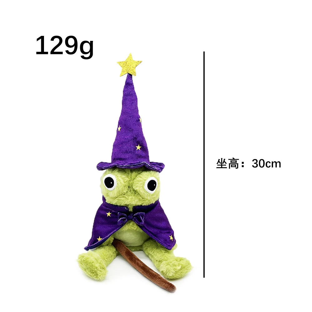 ضوء القمر مانور الضفدع معالج ألعاب من نسيج مخملي دمية الضفدع الأخضر عقد عصا سحرية مع قبعة أرجوانية جمع لعبة لهدايا الأطفال