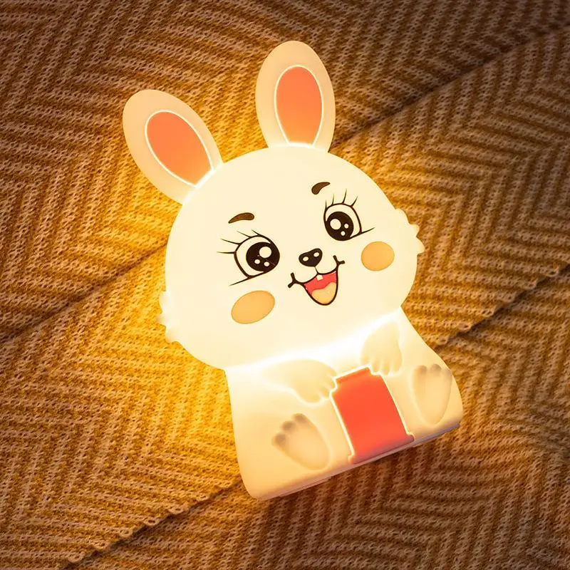 Rabbit silicone remote control night light feeding baby bed headlight children's bedroom timing silicone clap light