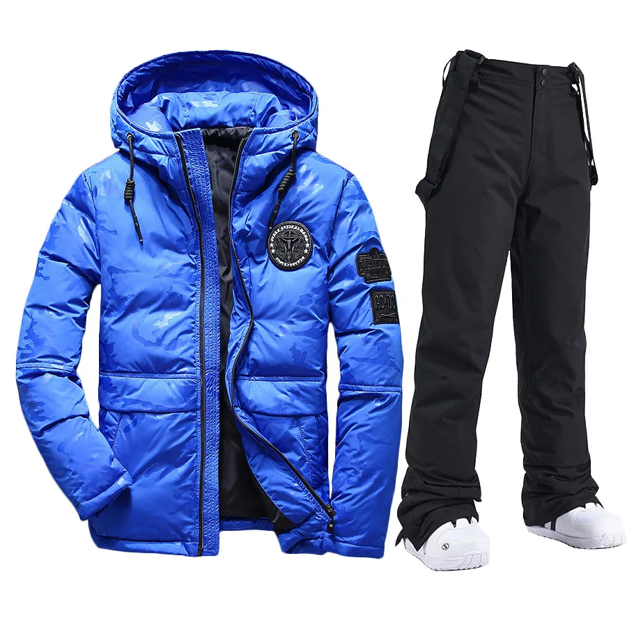 Ski Suit Men Winter Waterproof Thicken Warm Hooded Windproof Raincoat Snow Pants Outdoor Snowboard Wear Set Male Skiing Overalls