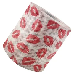 Toilettenpapier, roter Lippenstift, bedruckte Rollenpapierserviette, modisches weihnachtliches dekoratives Druckmuster