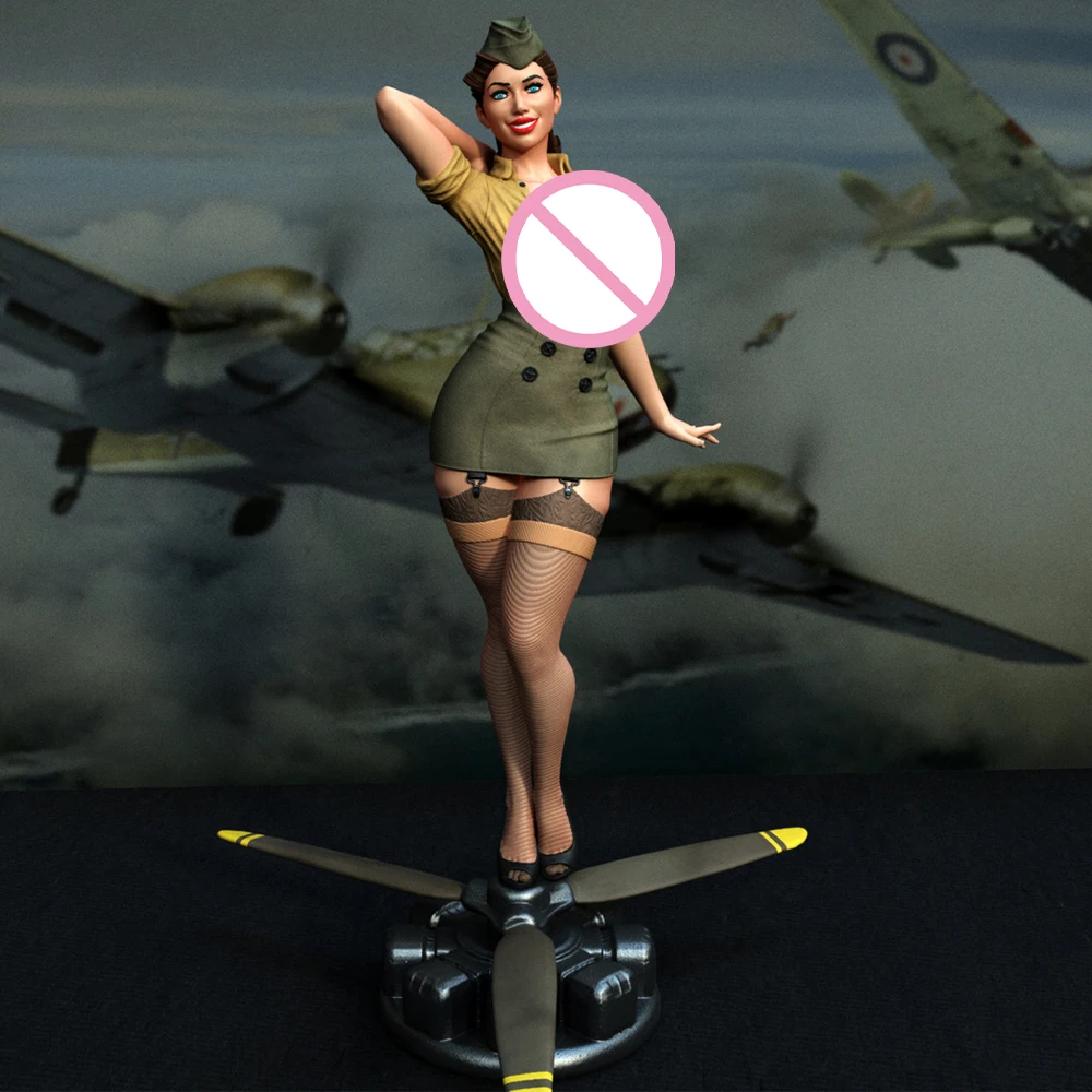 Hélicoptère fille soldats 1/24 échelle résine Figure modèle Kit Sexy Diorama non assemblé non peint poupée impression 3D bricolage Statue artisanat jouet