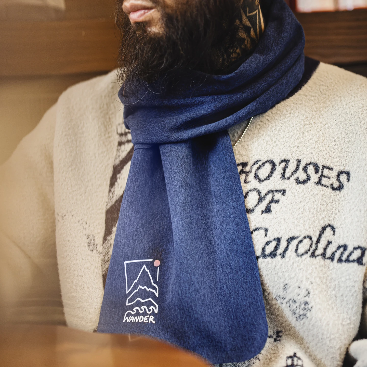 

Шарф с принтом Maden для мужчин, длинная шаль, осень-зима, теплый легкий тонкий шарф на шею, мягкая удобная накидка, темно-синий