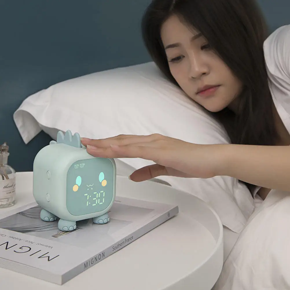 1Pcs Cartoon Silicone Digital Alarm Clock USB LED Night Light Bedside Sleep Sound Nap Timer Alarm Clock Sleep Sound Machine