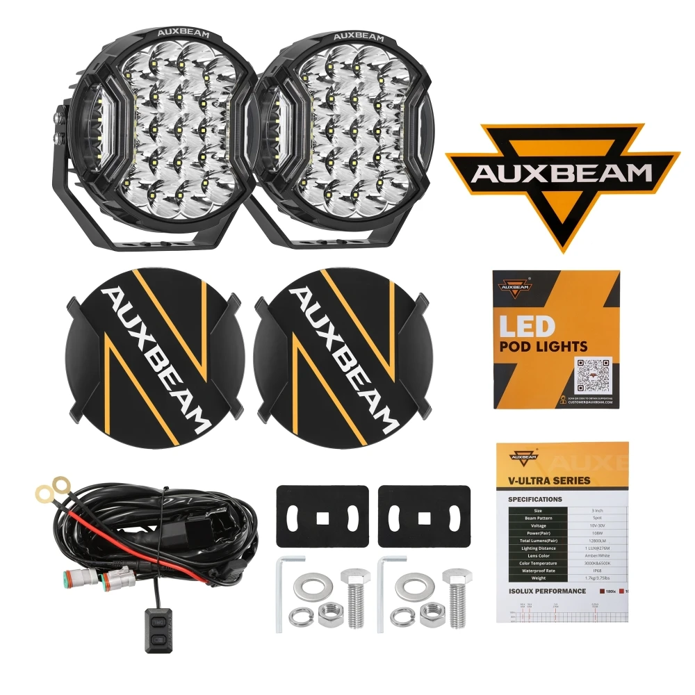 AUXBEAM LED ドライビングライト 3/5/7 インチ スポットフラッドコンボ