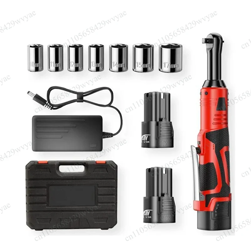 80NM High‑Torque Battery Powered Electric Ratchet Impact Wrench Set, 90° Adjustable Portable Hand Tool for Household