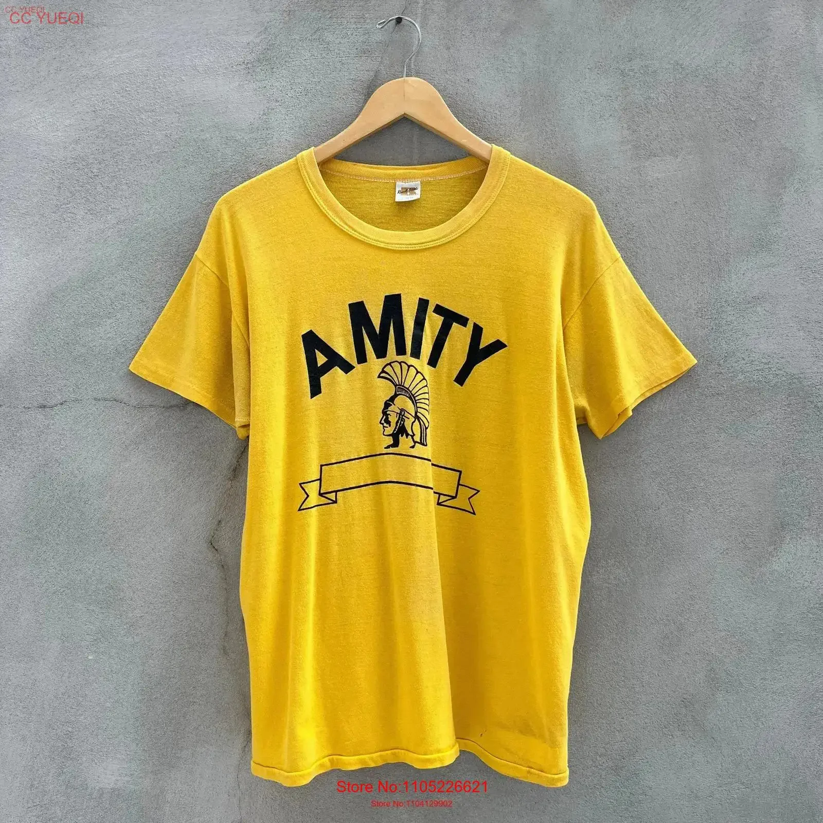 Camiseta Russell Athletic Amity Trojan de los años 70, estilo vintage, lavada, estilo urbano, suave, unisex, ligeramente masculina, transpirable y cómoda