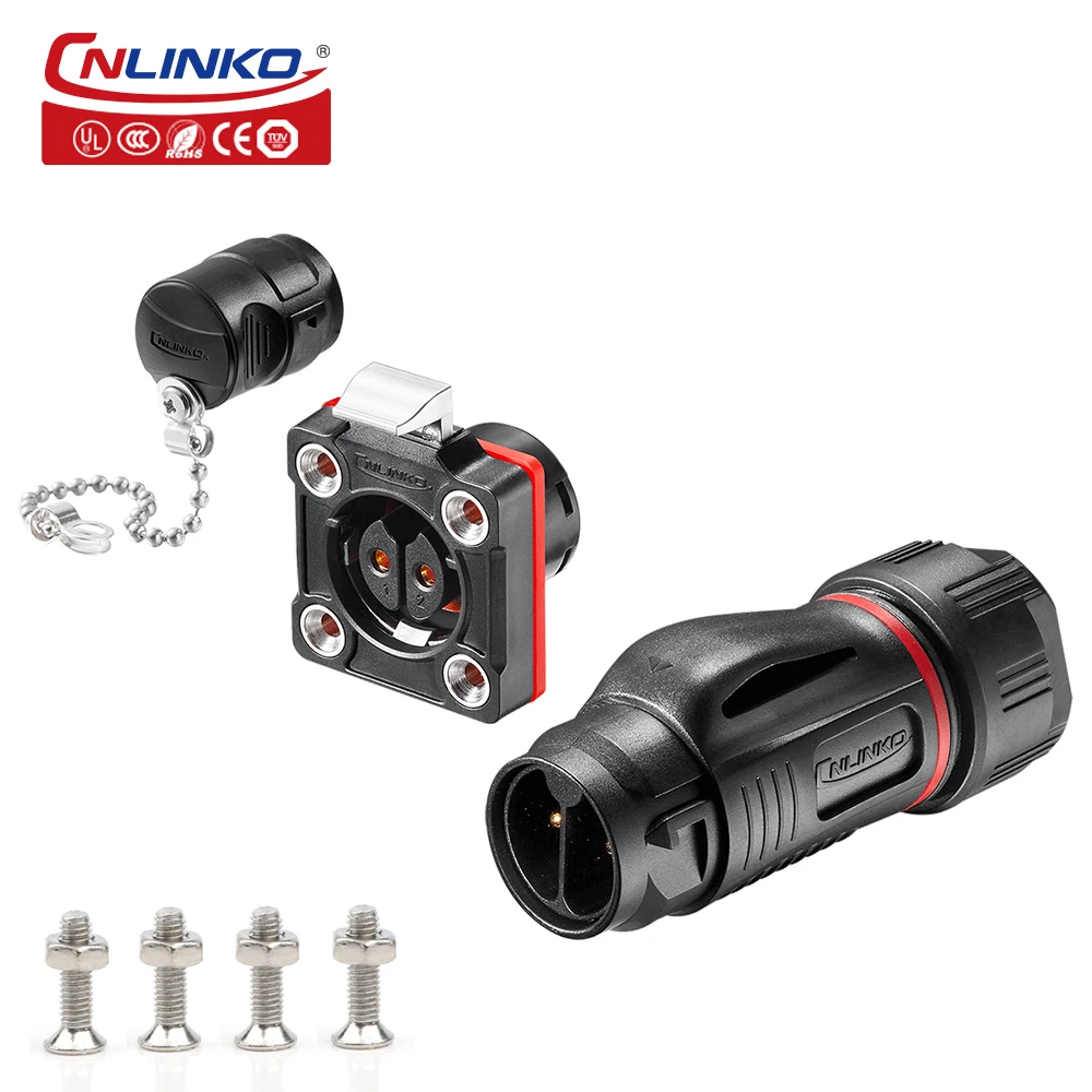 CNLINKO M20 PBT Plastic Waterproof Circular Connector BD20 IP68 Electric Connector Plug Socket 2/3/4/5/7/9/12/14 Pin Panel Mount