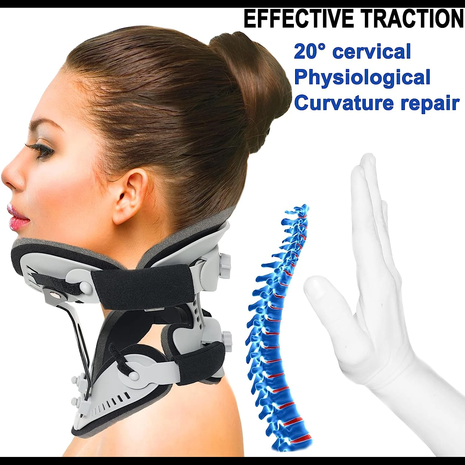 Cervical Neck Collar, Adjustable Cervical Neck Brace Support for Pain Relief, Cervical Muscle Strain, Traction Spine Alignment