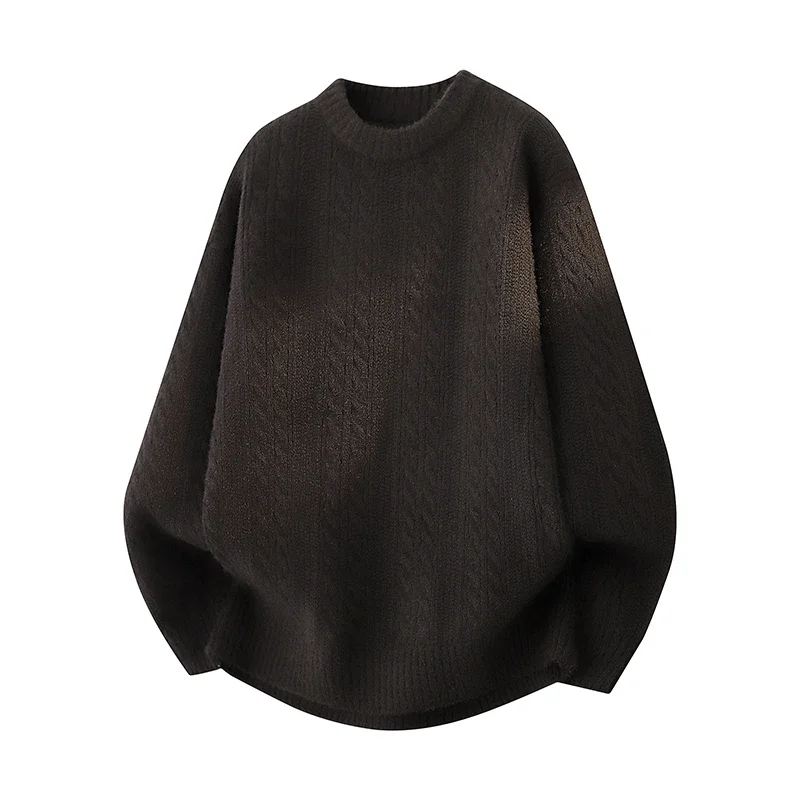 سترة محبوكة عصرية منسوجة بلون سادة، بلوفر عالي الشارع للخريف والشتاء، بلوفر دافئ كاجوال يوميًا